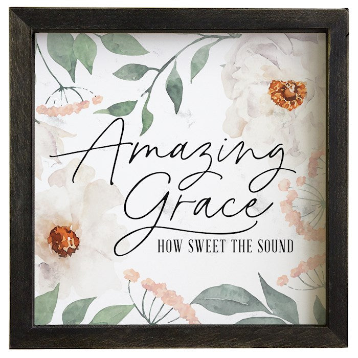 Rustic Frame-Amazing Grace Flowers (10" X 10")