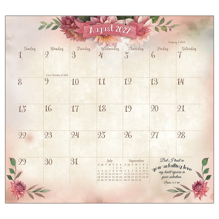 2027 Magnetic Calendar Pad-Faithful Heart And Home (8.375" x 9.375")