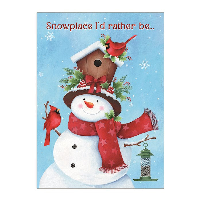 Boxed Card-Christmas-Snowman With Birdhouse (Box Of 20)