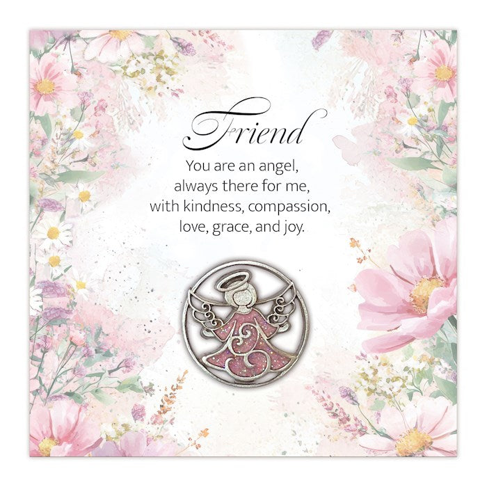 Lapel Pin-Angel-Friend-Pink Glitter