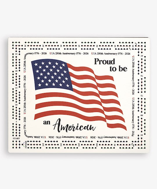 Cribbage Board-Proud To Be An American/US Flag (11.5" x 9.375")