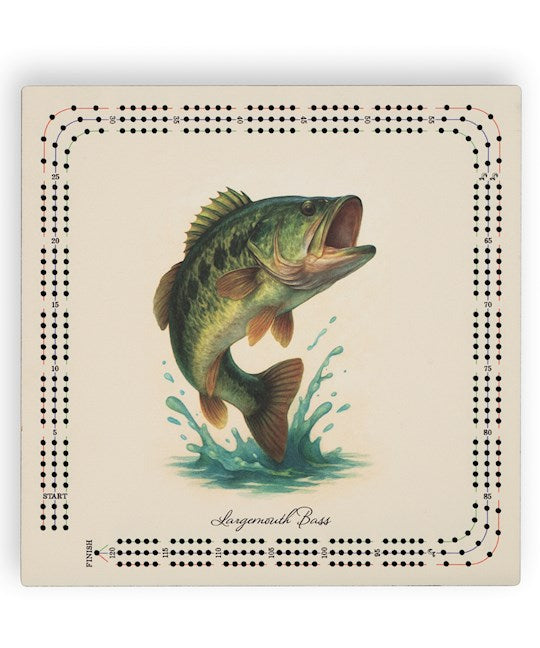 Cribbage Board-Largemouth Bass (11" x 11")