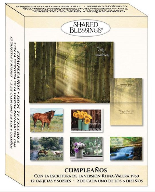 Boxed Card-Birthday- Dios Te Celebra (God Celebrates You-Spanish) (Shared Blessings) (Box Of 12)