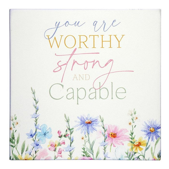 Word Block-You Are Worthy (5" Sq.)