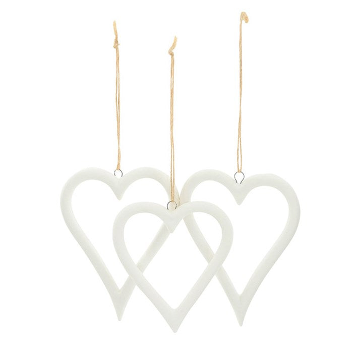 Ornament-Ceramic Bisque Heart Ornament Set (3)