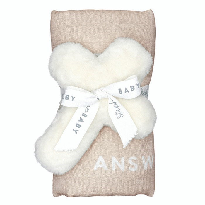 Swaddle Blanket-Little Answered Prayer w/ Cross Rattle