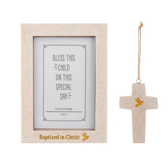 Frame and Ornament Set-Baptism-Written in Stone (2 pc. set)