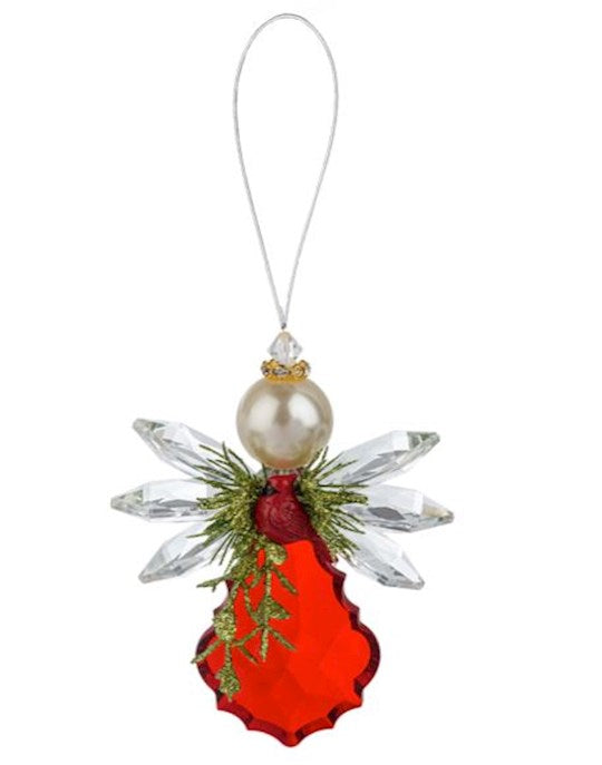 Ornament-Krystal Cardinal Pearl Angel (2 3/4" W. x 4 1/2" H.)