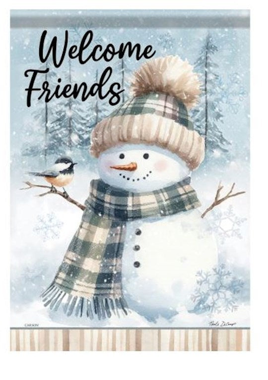Flag-Garden-Durasoft-Winter Day Snowman (12.5" x 18")