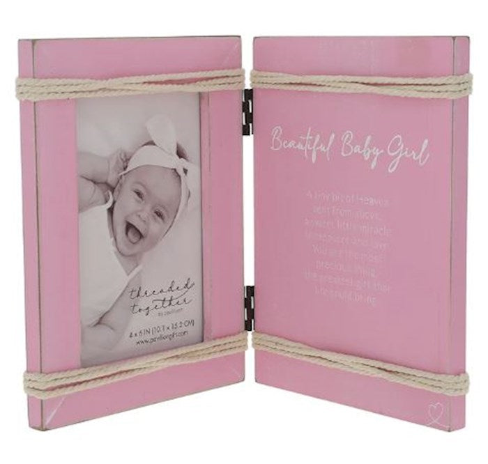 Frame-Beautiful Baby Girl-Pink (Holds 4 x 6 Photo) (5.5" x 7.5" Hinged)