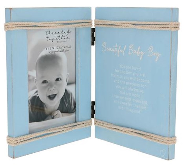 Frame-Beautiful Baby Boy-Blue (Holds 4 x 6 Photo) (5.5" x 7.5" Hinged)