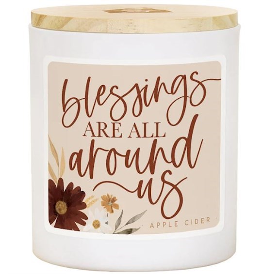 Candle-Blessings Are All Around Us-Apple Cider Scent w/Bamboo Lid (11 oz-2 Wick)