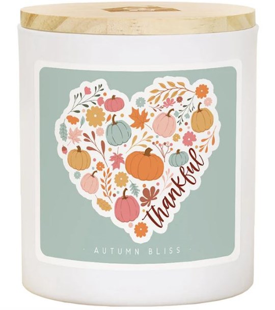 Candle-Thankful/Colorful Fall Heart-Autumn Bliss Scent w/Bamboo Lid (11 oz-2 Wick) (SHIPPING SEP 2026)