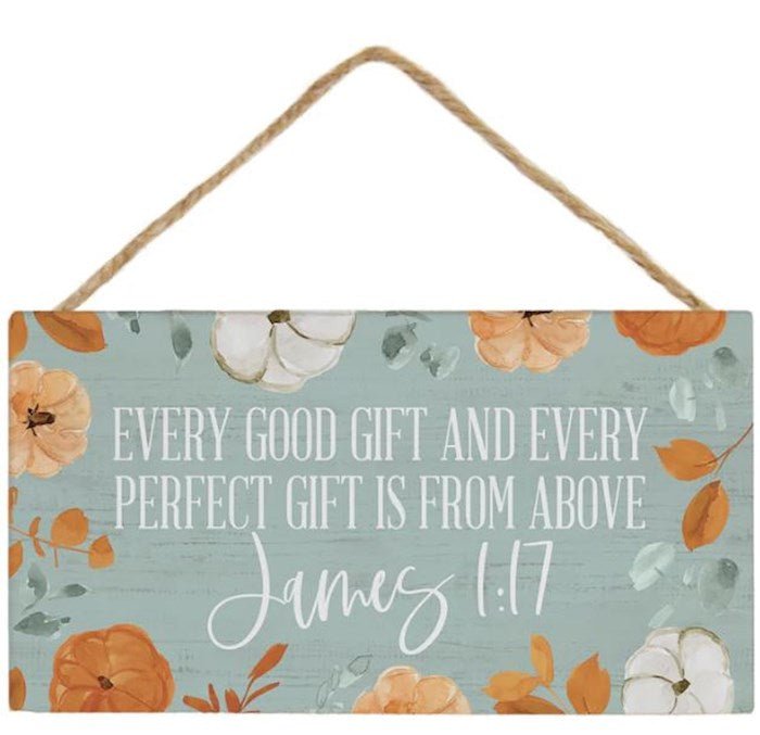 Wall Hanging-Every Good Gift...(James 1:17)/Pumpkins (5.5" X 6.5")
