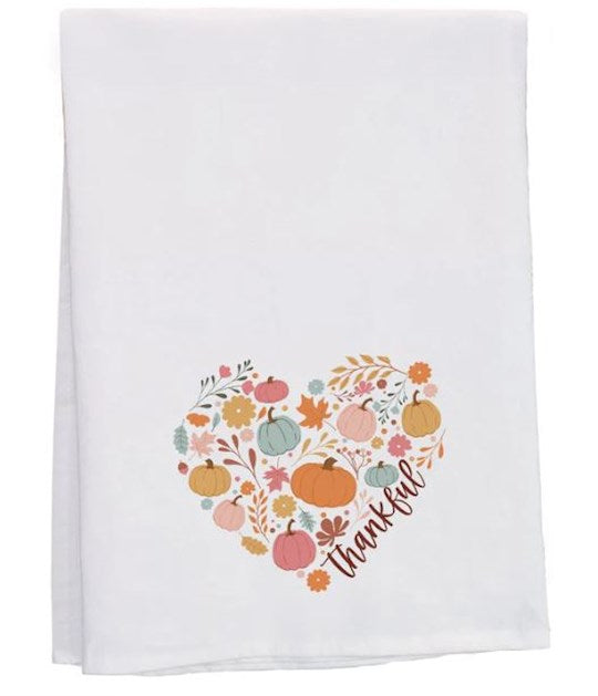 Tea Towel-Thankful/Colorful Fall Heart (29" x 29") (SHIPPING SEP 2026)
