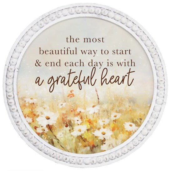 Beaded Art Round-The Most Beautiful Way To Start/A Grateful Heart (14" X 14")