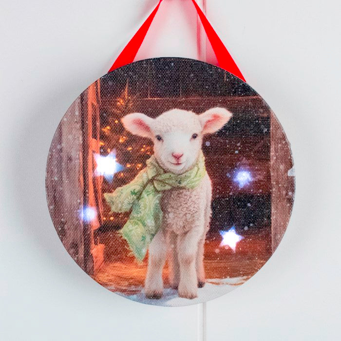 Ornament-Little Lamb LED (4.5" D)-Canvas