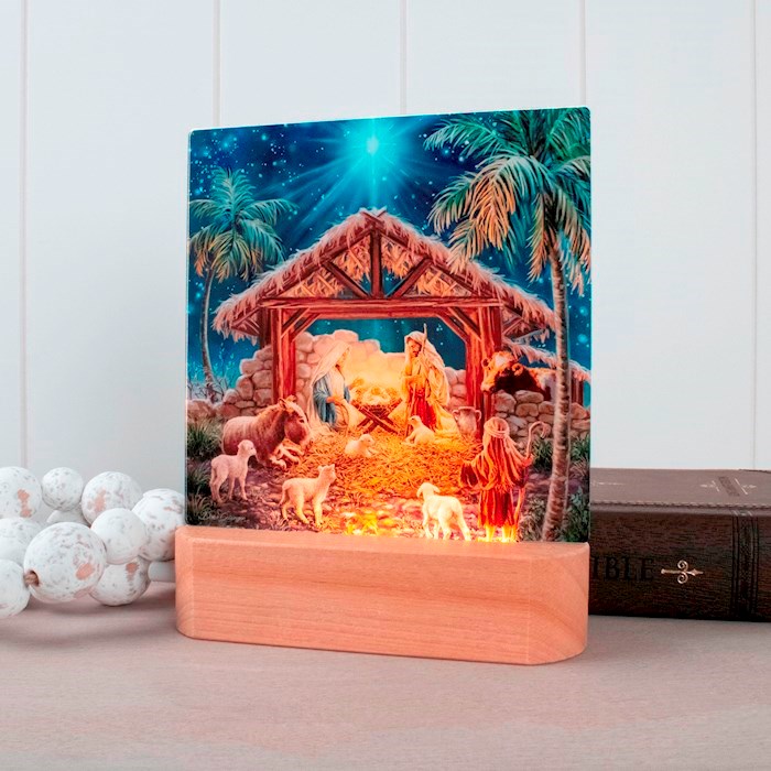 Night Light/Plaque-Oh Night Divine LED w/Wood Base (7" H) (Shipping Sep 2026)