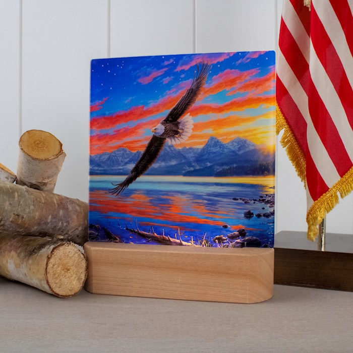 Night Light/Plaque-Freedom Flight LED w/Wood Base (7" H)