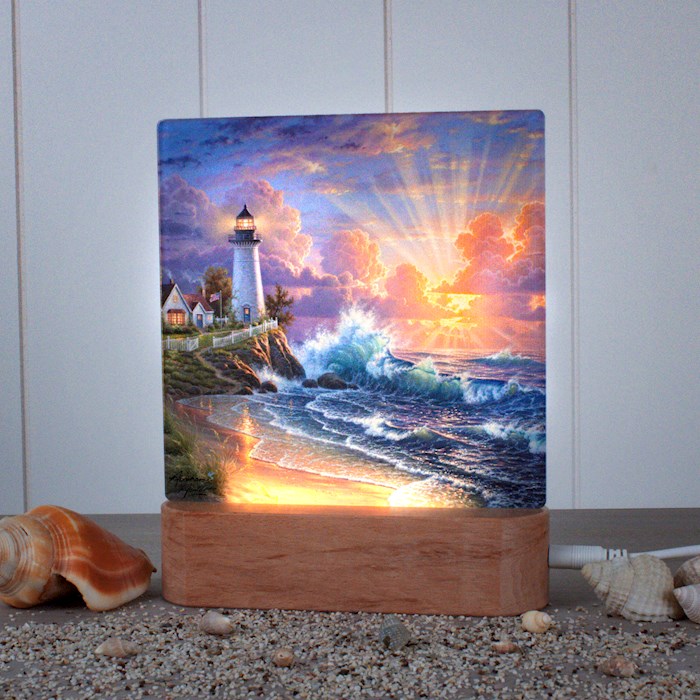 Night Light/Plaque-Light of Hope LED w/Wood Base (7" H)