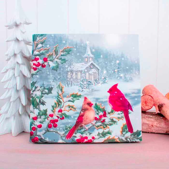 Pizazz Print-White & Gold Cardinals w/Crystals (10" x 10") (Shipping Sep 2026)