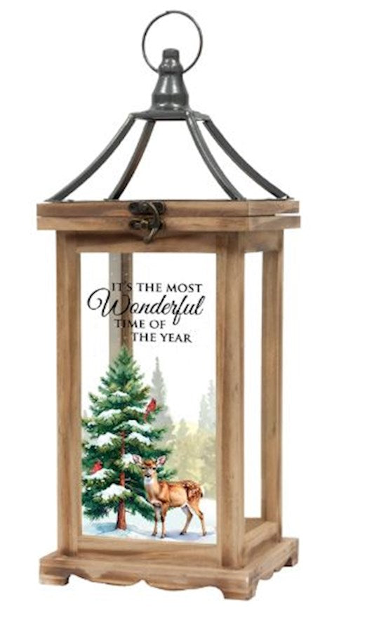 Lantern w/Flameless LED Candle & Timer-Wonderful Time (16.5" x 6.5" x 5.5")
