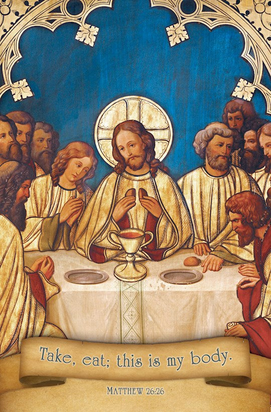 Bulletin-1St Holy Communion-Old Master Art-And As They Were Eating Jesus Took Bread Matt 26:26 KJV (Pack Of 100)