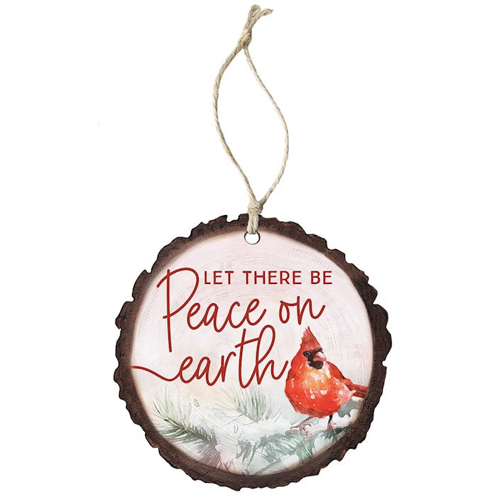 Ornament-Let There Be Peace On Earth/Cardinal (4" x 7.5")-Wood