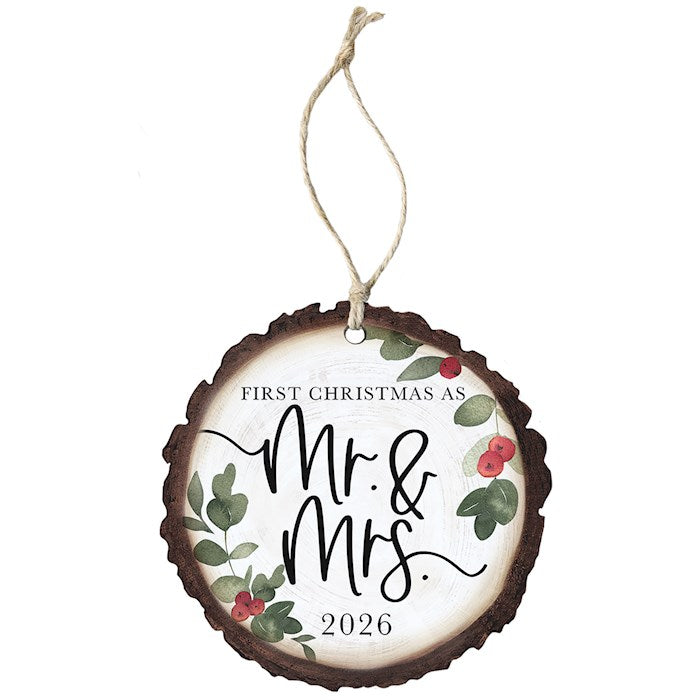 Ornament-First Christmas As Mr. & Mrs 2026. (4" x 7.5")-Wood