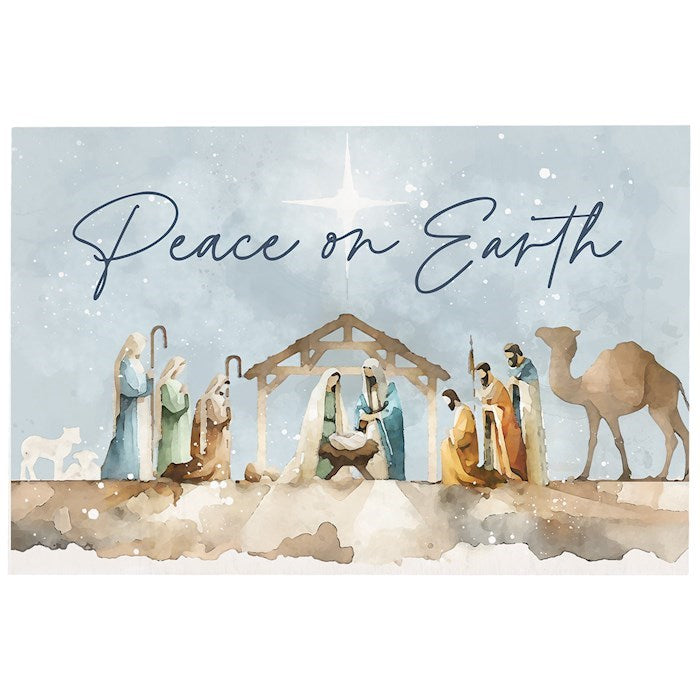 Wooden Postcard-Peace On Earth Nativity (4" x 6")