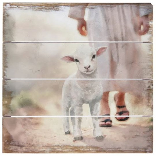 Petite Pallet-Lamb Walking on Path (8" x 8")