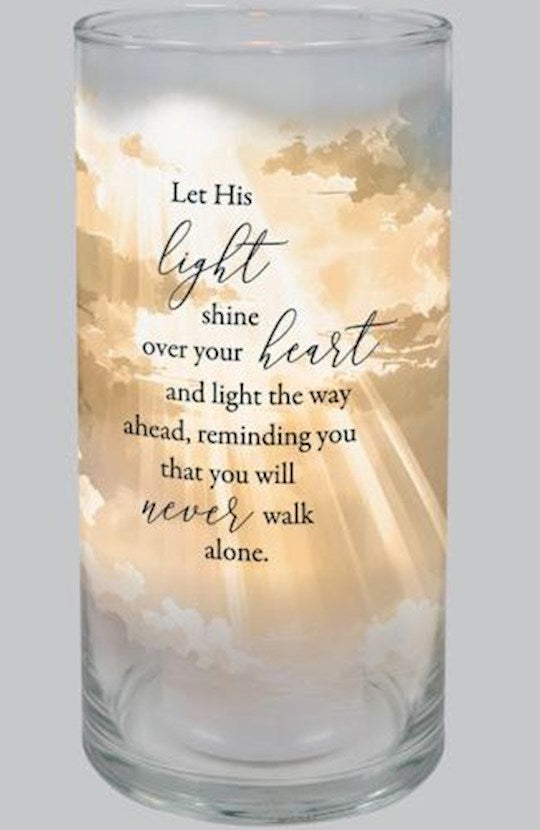 Hurricane Candle-Flameless Flicker-His Love w/ Timer (7.25" x 3.5")