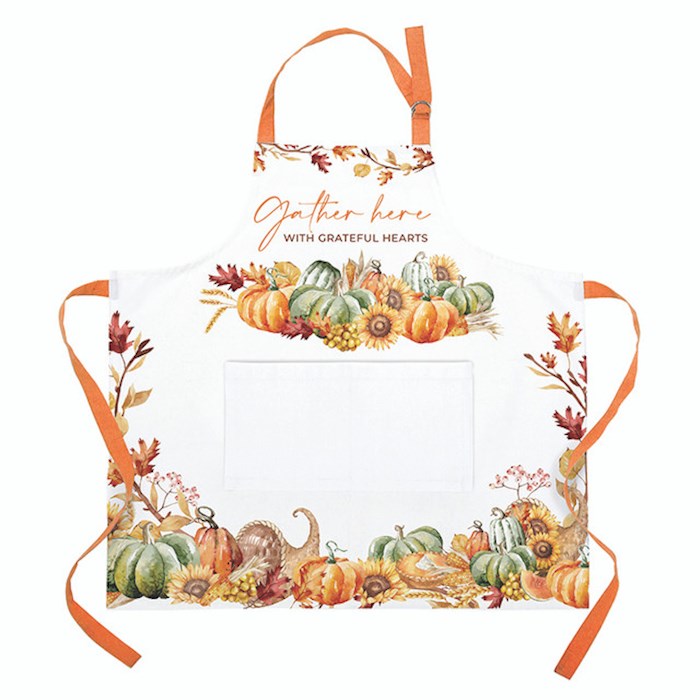 Apron-Gather Here With Grateful Hearts (31.5" x 28")-Cotton Canvas