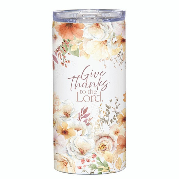 Tumbler-Give Thanks To The Lord-Stainless Steel w/Straw (7.75") (20 oz)