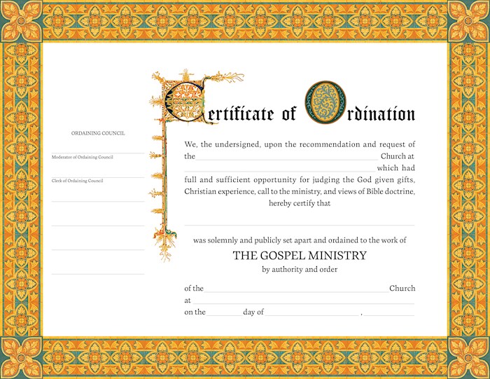 Certificate-Ordination-Minister (4 Color) (8-1/2" x 11) (Pack Of 6)