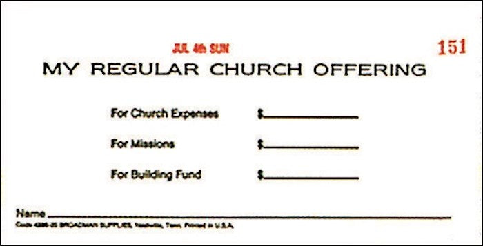Offering Envelope-My Regular Church Offering 3 Fund Weekly w/o Six Point System (Bill-Size) (Pack Of 53)