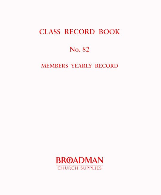 Form-Sunday School Class Record Book No. 82
