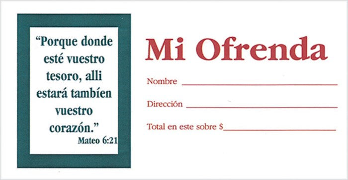 Sobre de Ofrenda-Mi Ofrenda-Tamano del Billete (Offering Envelope-Offering (Pack Of 100)