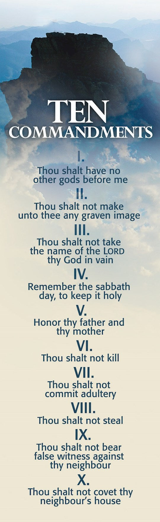 Bookmark-Ten Commandments/Mt Sinai (Exodus 20:3-17 KJV) (Pack Of 25)