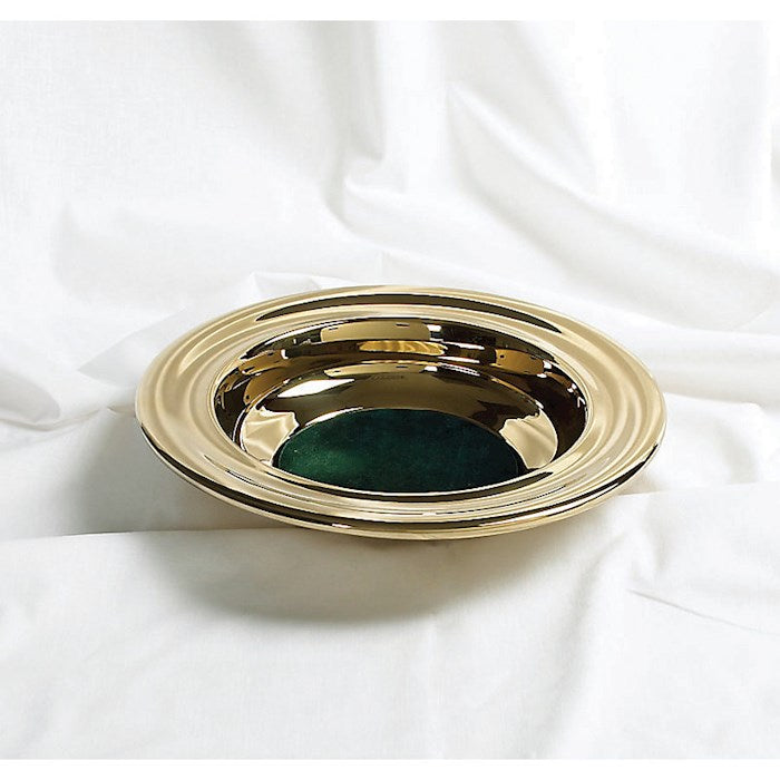 Offering Plate-Brasstone-Stainless Steel w/Green Felt-12"