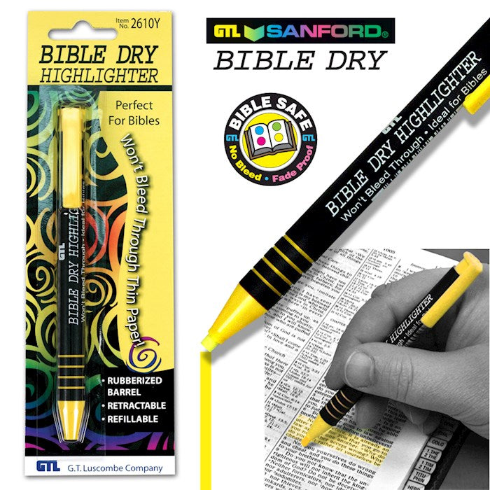 Highlighter-Bible Dry-Yellow (Carded) (Box Of 6)