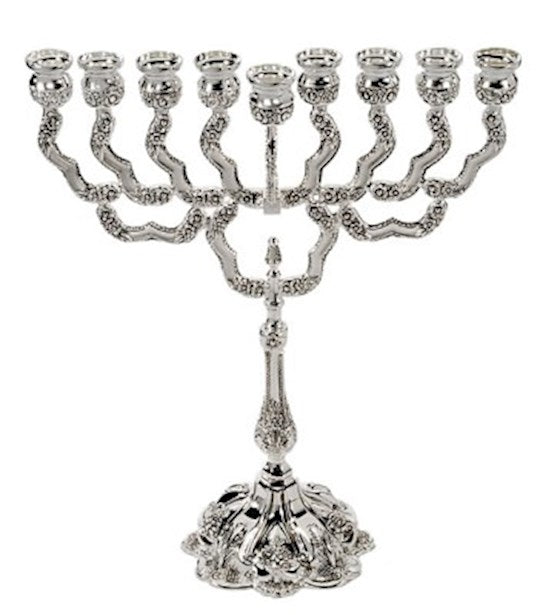 Menorah-Light Of World Hanukkah (9 Branched) (11.5")-Silver Plated (