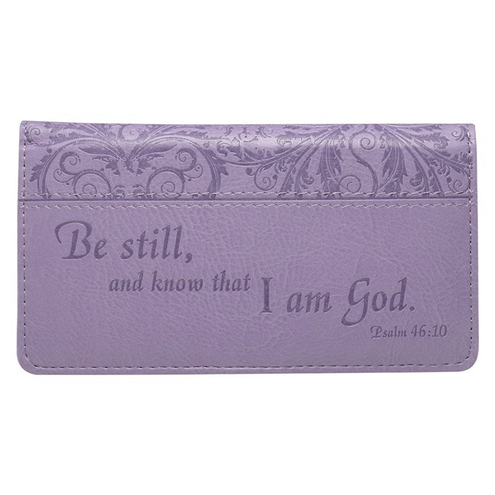 Checkbook Wallet-Be Still/Psalm 46:10-Purple