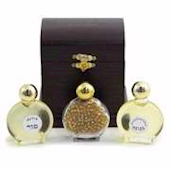 Anointing Oil-Gifts Of The Wise Men Wood Treasure Box W/2 Oil + Gold (