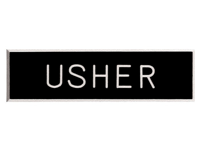 Badge-Usher-Pin Back (5/8 x 2)-Plastic