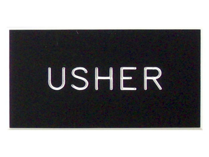 Badge-Usher-Magnetic-Black Plastic (1-1/4 X 2-3/8)
