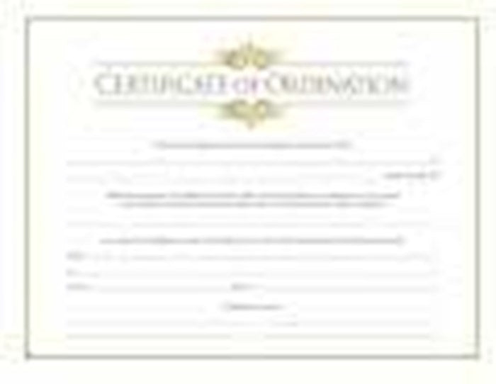 Certificate-Ordination-Minister w/Gold Foil Embossing (Parchment) (8-1/2" x 11) (Pack Of 6)