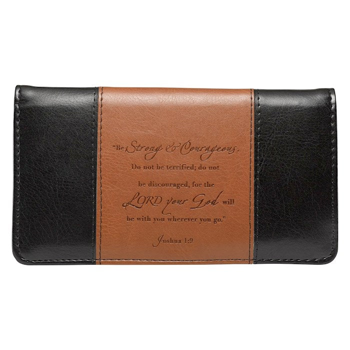 Checkbook Wallet-Strong & Courageous-Brown/Tan
