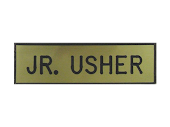 Badge-Jr Usher-Pin w/Safety Catch-Gold-Formica