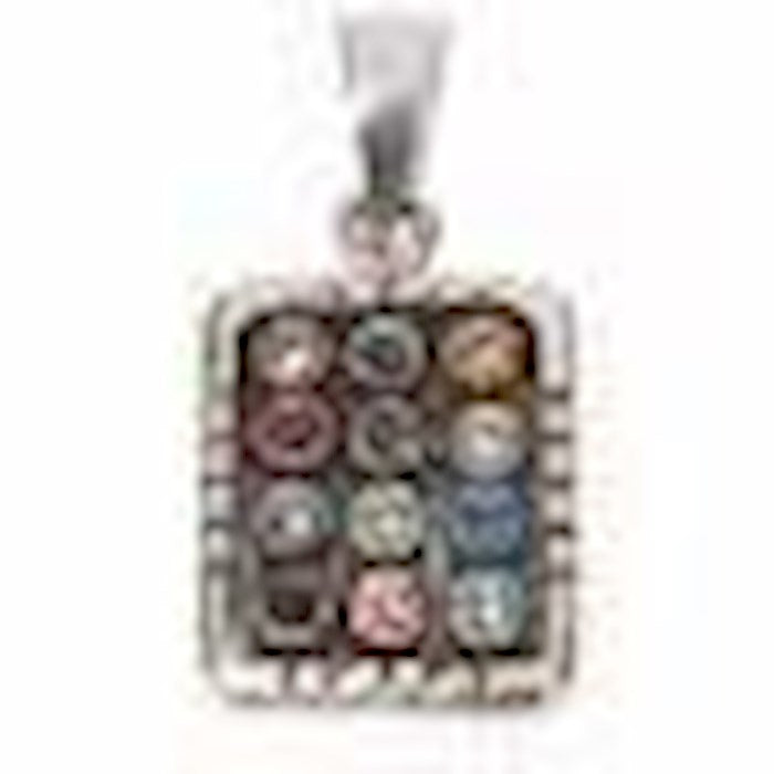 Necklace-12 Tribes Breastplate w/Zirconia (Sterling Silver)-18" Chain (